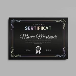 Sertifikat sa hologram foliotiskom.